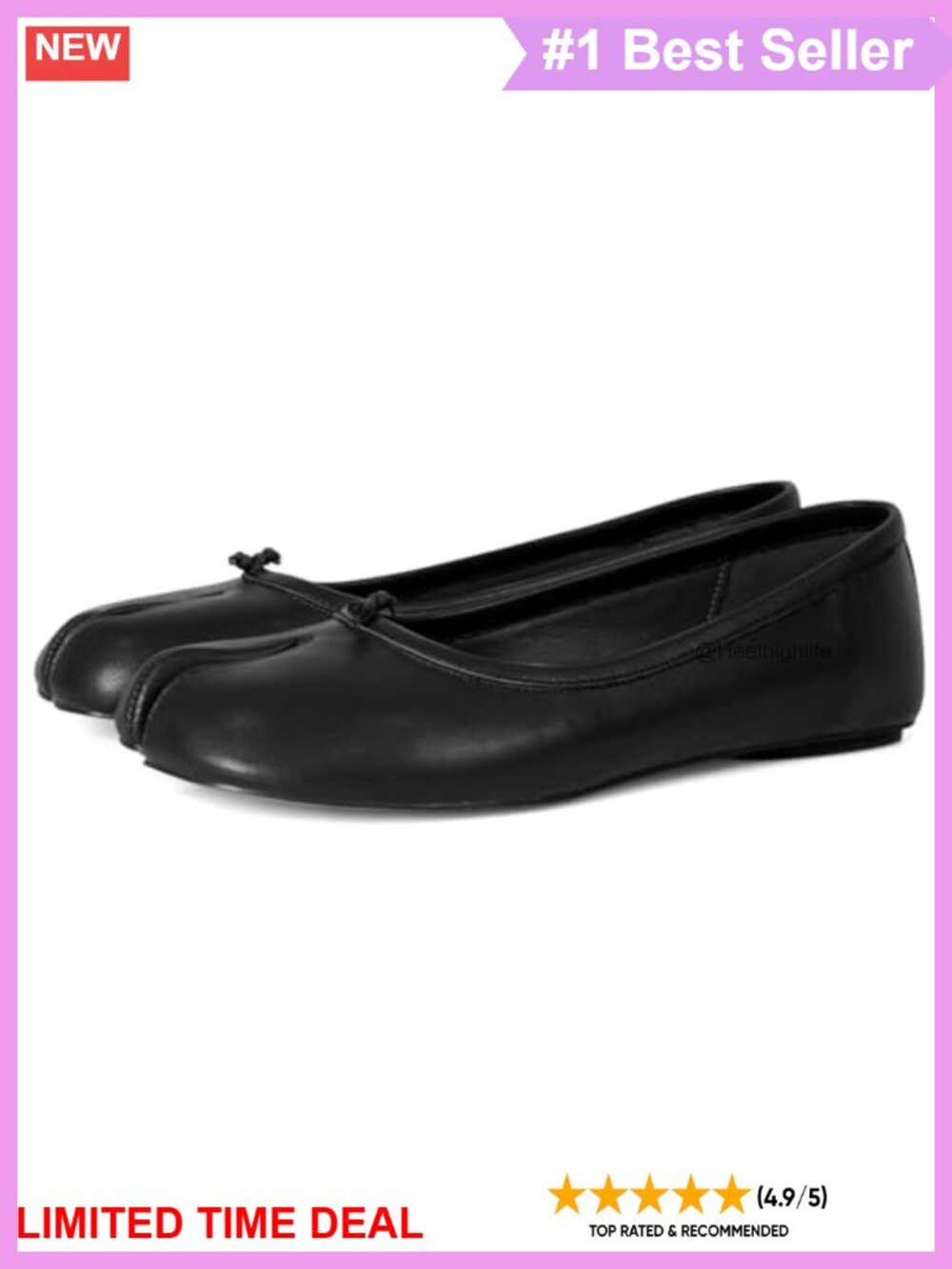 Split Toe Ballet Flats Faux Leather Low Heel Women's Comfort Shoes